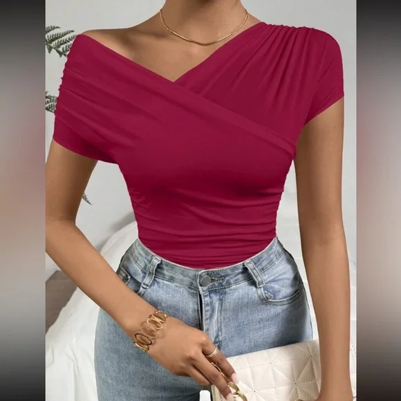 Elegant PinkOff-Shoulder Top